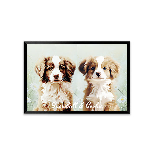 Personalized Watercolor Style Pet Portrait-Two Pets11