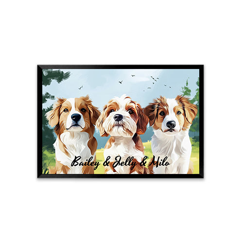 Personalized Watercolor Style Pet Portrait-Three Pets