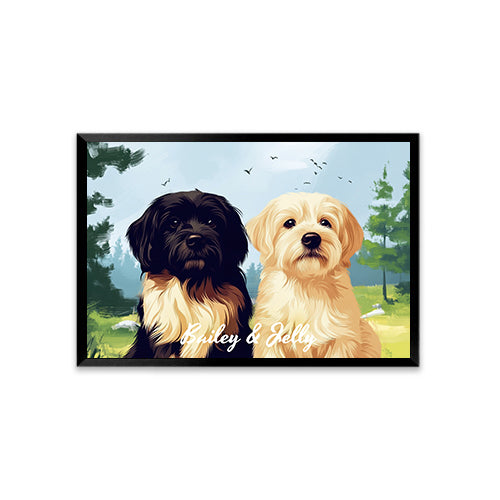 Personalized Watercolor Style Pet Portrait-Two Pets