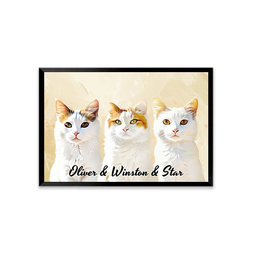 Personalized Watercolor Style Pet Portrait-Three Pets