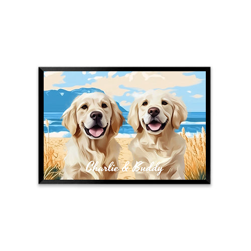 Personalized Watercolor Style Pet Portrait-Two Pets