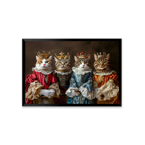 Personalized Renaissance Pet Portraits-Four Pets