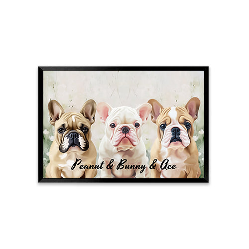 Personalized Watercolor Style Pet Portrait-Three Pets