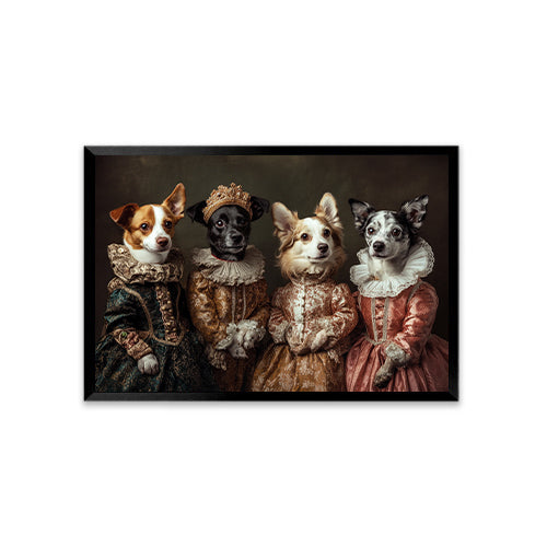 Personalized Renaissance Pet Portraits-Four Pets