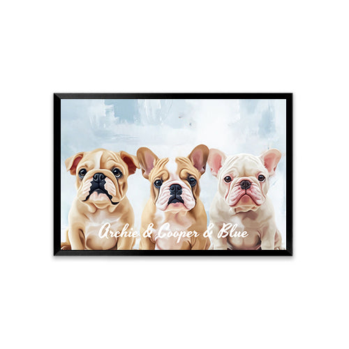 Personalized Watercolor Style Pet Portrait-Three Pets