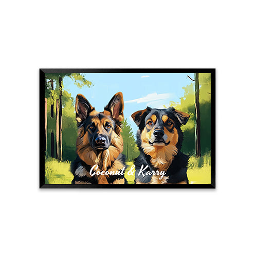 Personalized Watercolor Style Pet Portrait-Two Pets