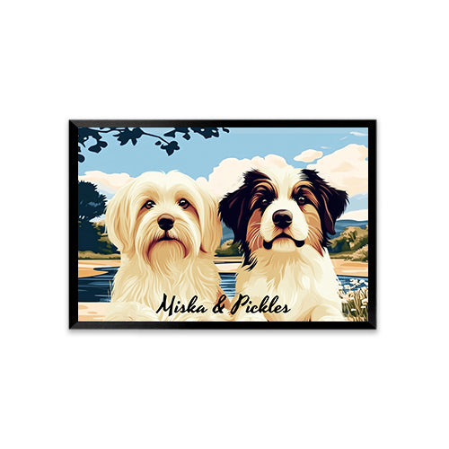 Personalized Watercolor Style Pet Portrait-Two Pets